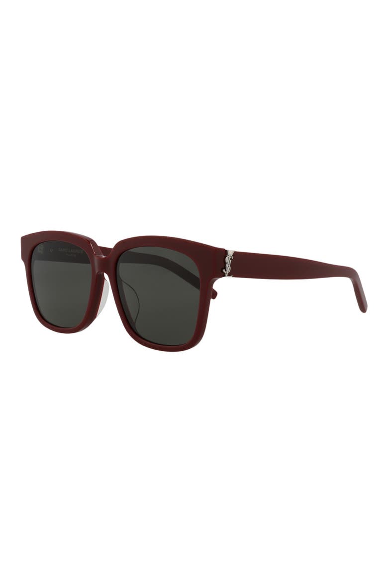 55mm Square Sunglasses, Alternate, color, BURGUNDY GREY