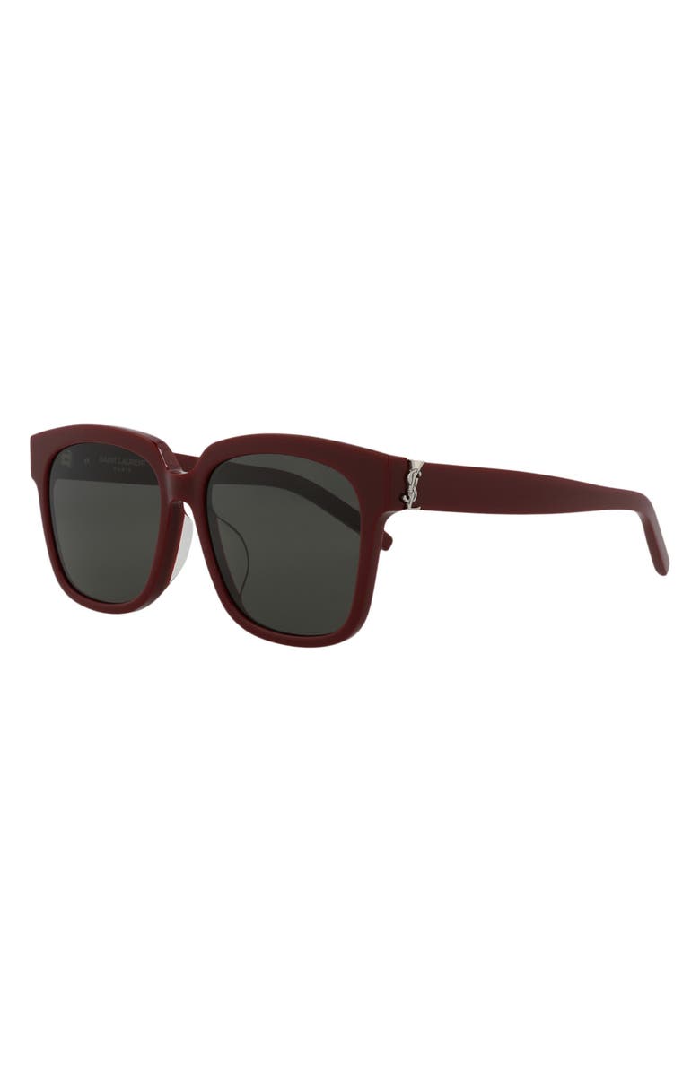 Saint Laurent 55mm Square Sunglasses, Alternate, color, Burgundy Grey