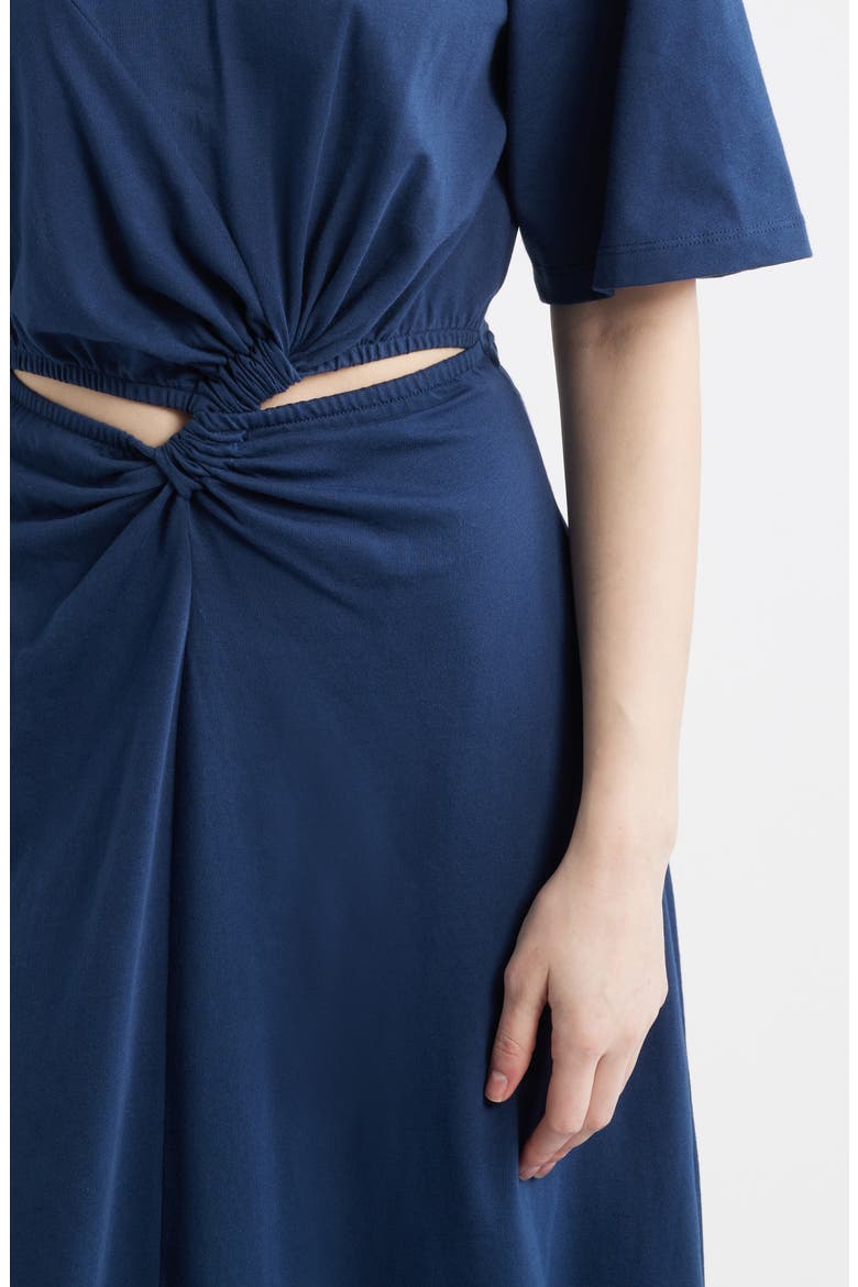 Waist Cutout Cotton Knit Dress, Alternate, color, DARK BLUE