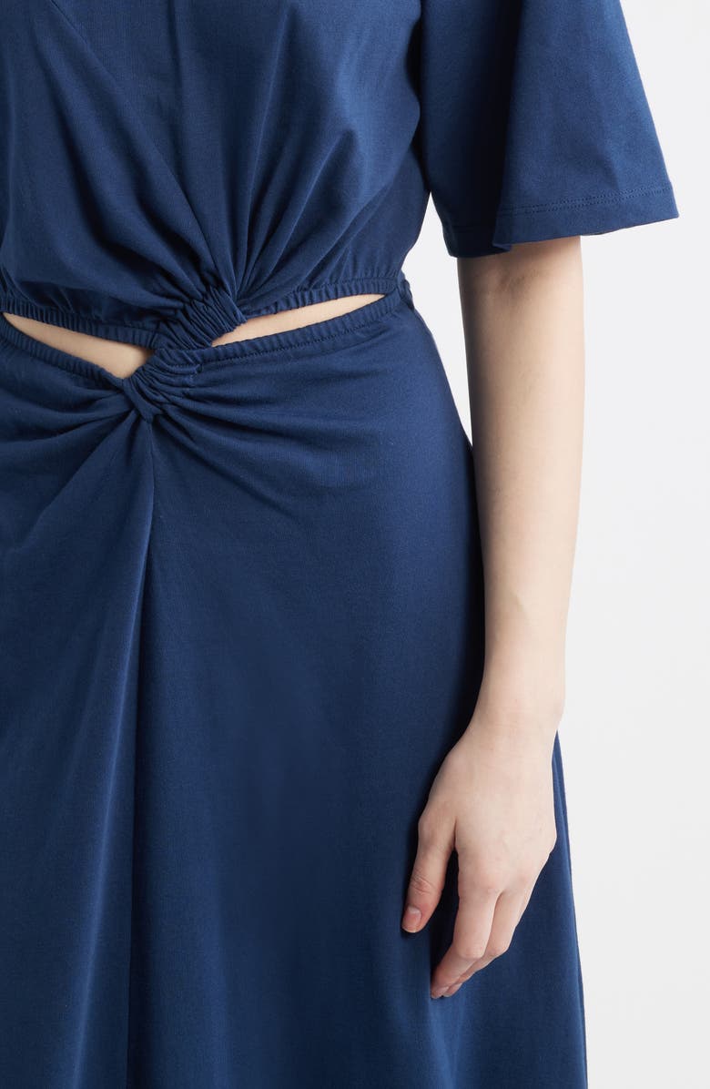 FARM Rio Waist Cutout Cotton Knit Dress, Alternate, color, Dark Blue