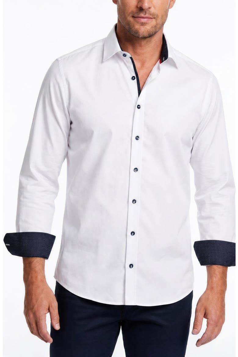 Stretch Cotton Shirt, Main, color, WHITE
