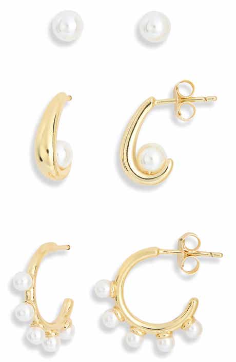 NORDSTROM RACK 3-Pack Demi Fine Faux Pearl Earrings