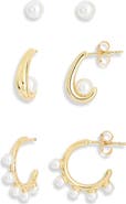 NORDSTROM RACK 3-Pack Demi Fine Faux Pearl Earrings