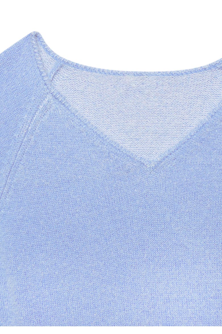 Fuzzy V-Neck Sweater, Alternate, color, Blue Heather