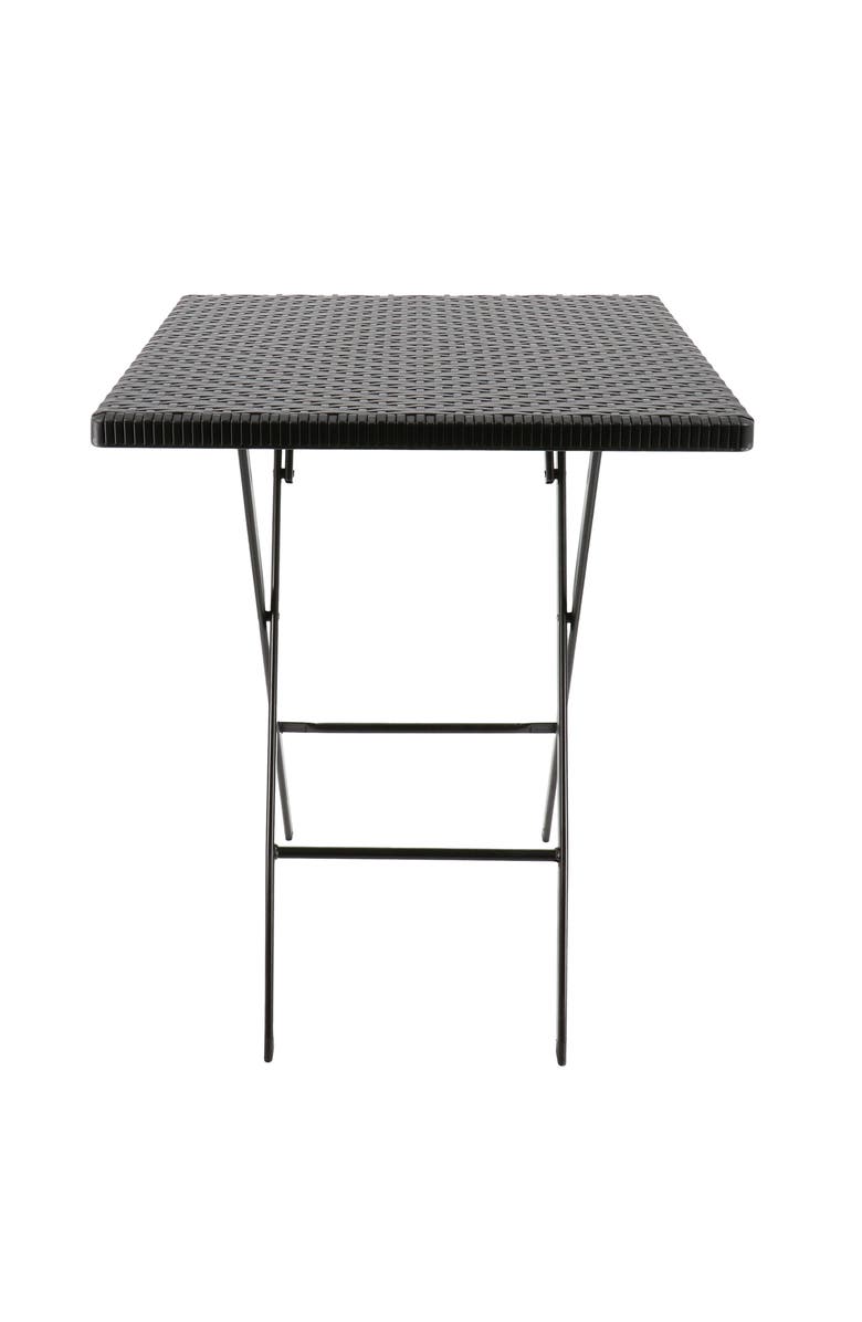 Elama Plastic Rattan Folding Square Table, Alternate, color, Black