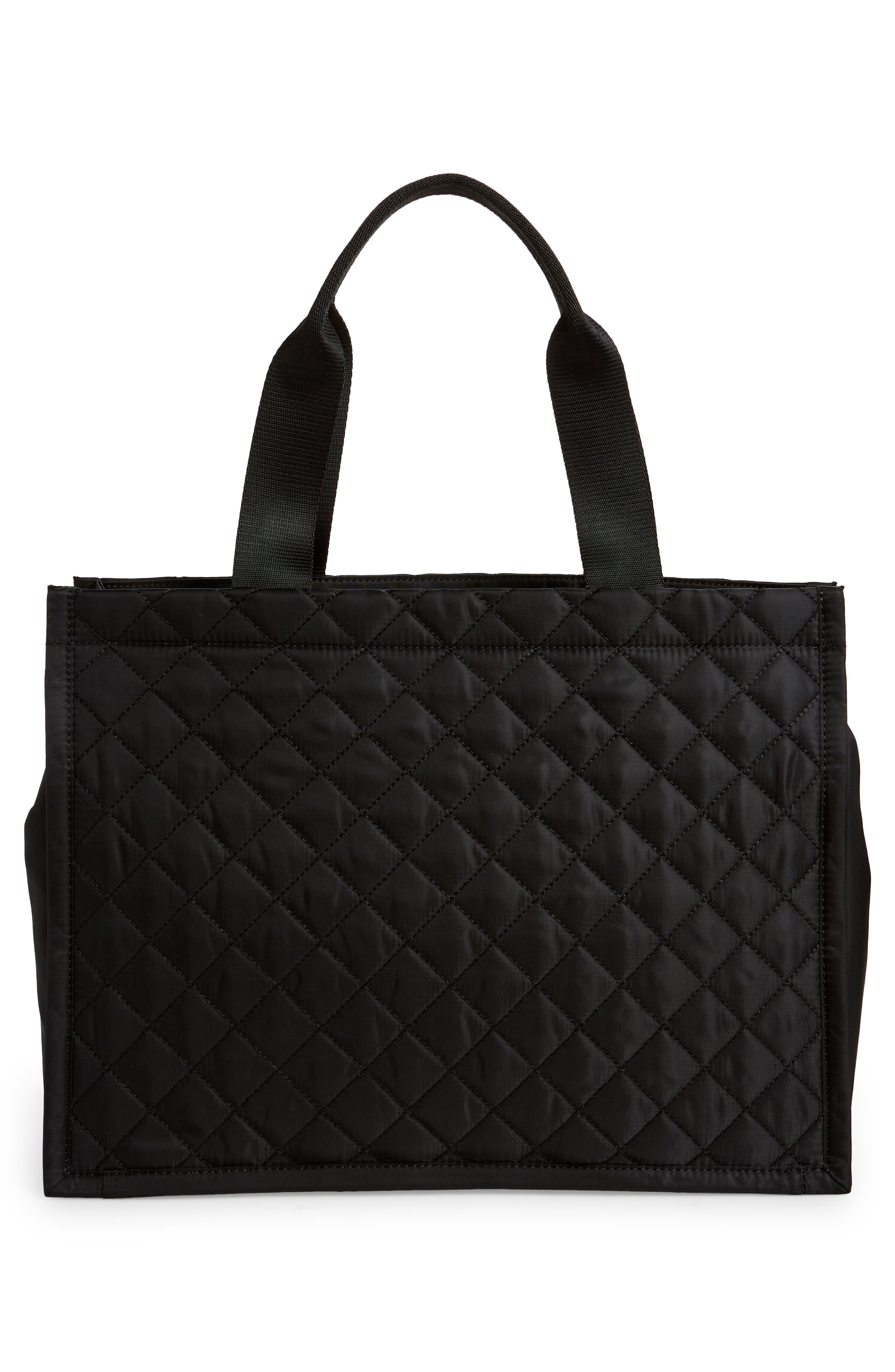 Moschino Logo Quilted Nylon Tote, Alternate, color, 
