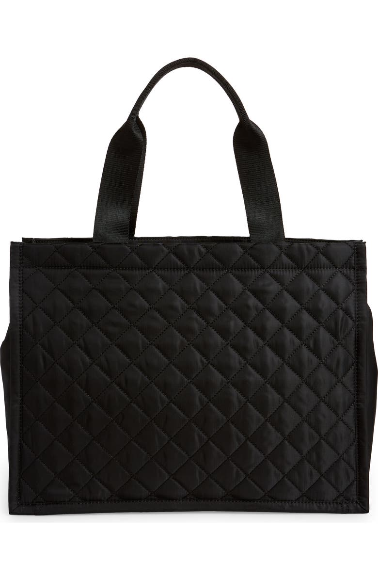 Moschino Logo Quilted Nylon Tote, Alternate, color,