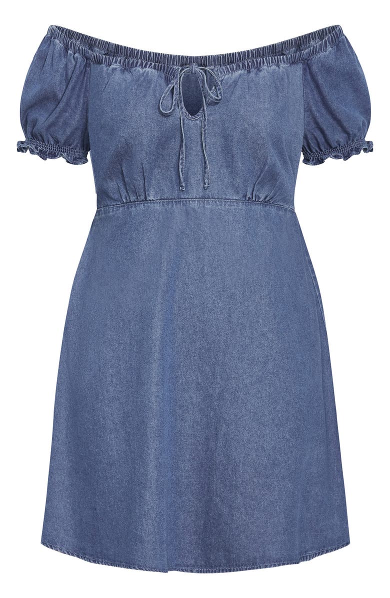 City Chic Freya Denim Babydoll Minidress, Alternate, color, Light Denim