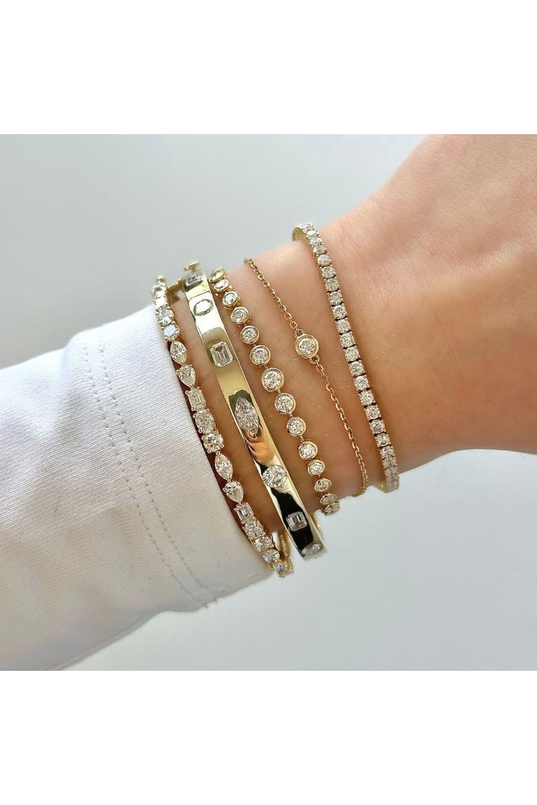 Graduated Bezel Bracelet Lab Diamond in 14K Gold, Alternate, color, Yellow Gold