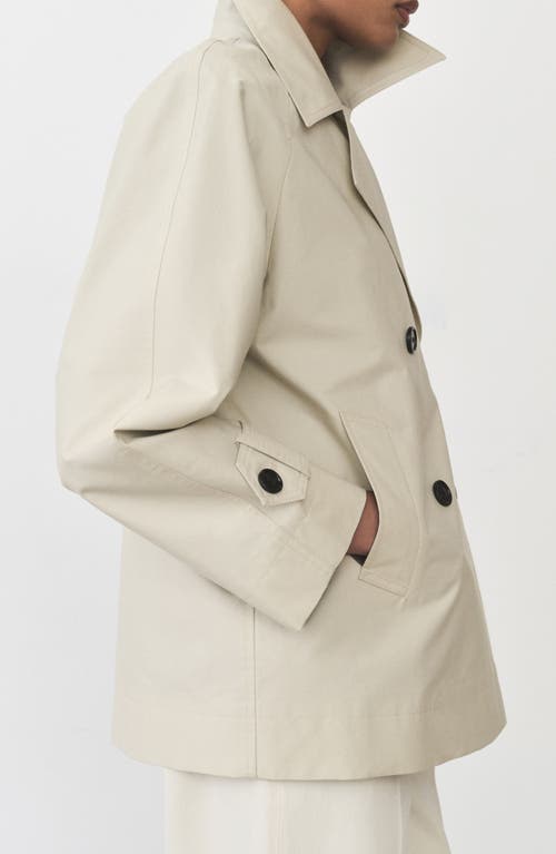 Shop Mango Short Double Breasted Trench Coat In Light/pastel Grey