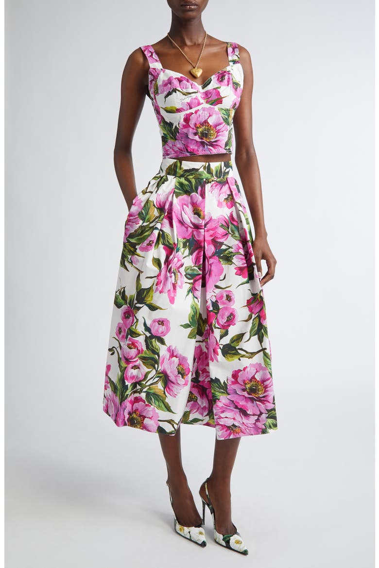 Peony Print Bustier Top, Alternate, color, HA5KR PEONIE FUXIA F.BCO