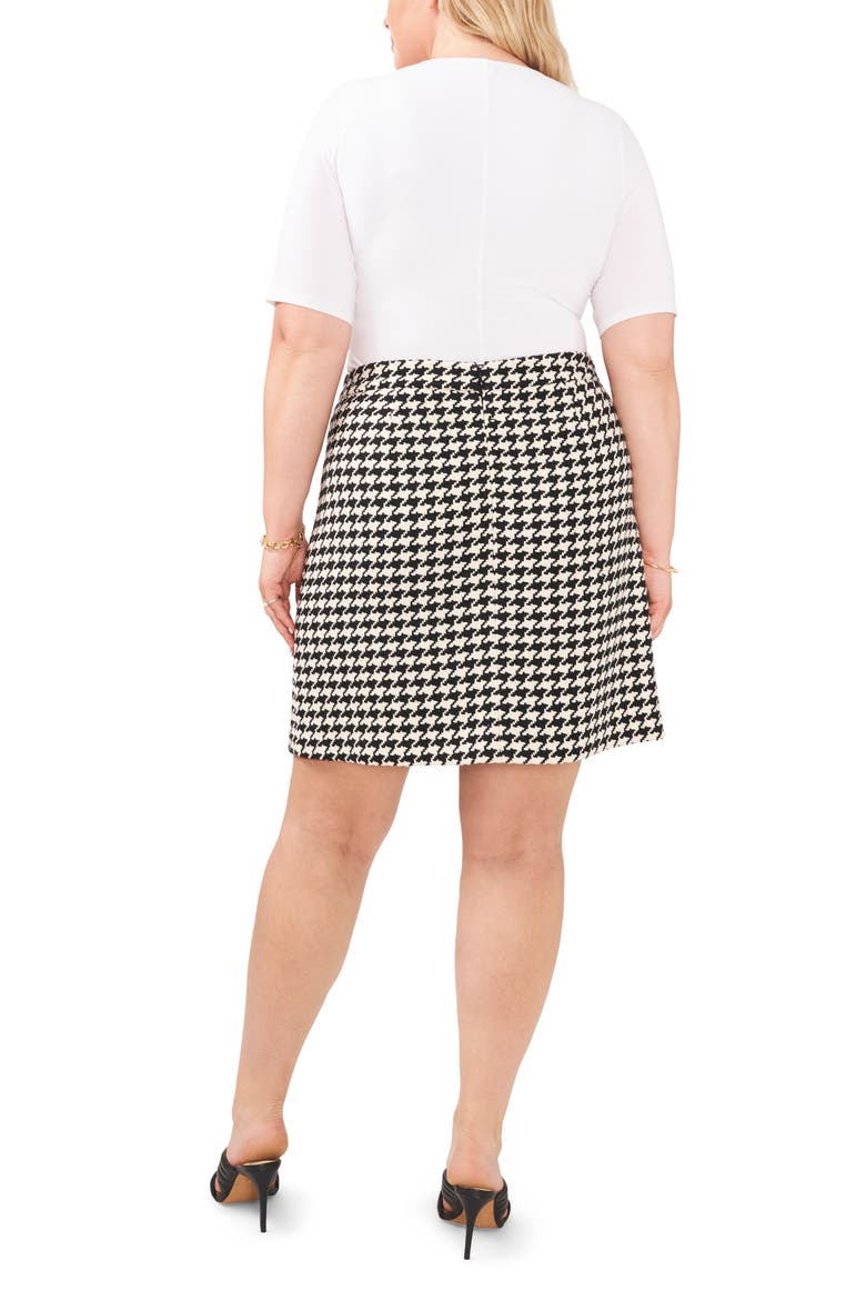 Houndstooth Side Button Miniskirt, Alternate, color, RICH BLACK