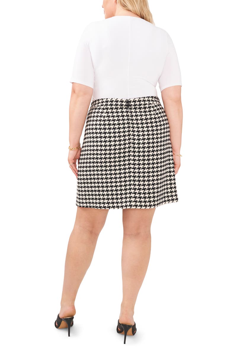 Vince Camuto Houndstooth Side Button Miniskirt, Alternate, color, Rich Black