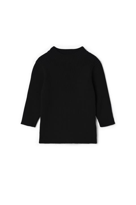 Ribbed Long Sleeve Mock Neck Knit Top (Toddler, Little Kid & Big Kid)