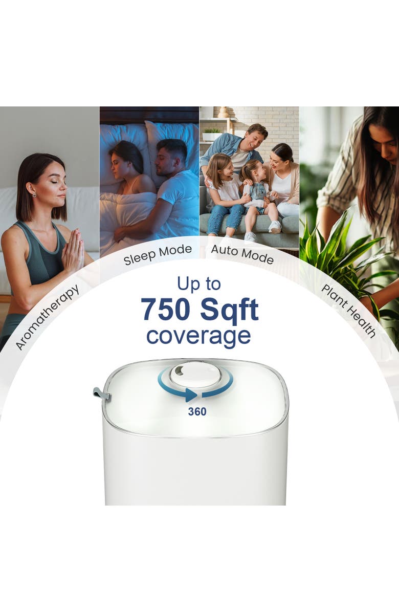 MIKO Breeze + Smart Humidifier with App Control and Oil Tray, Alternate, color, White