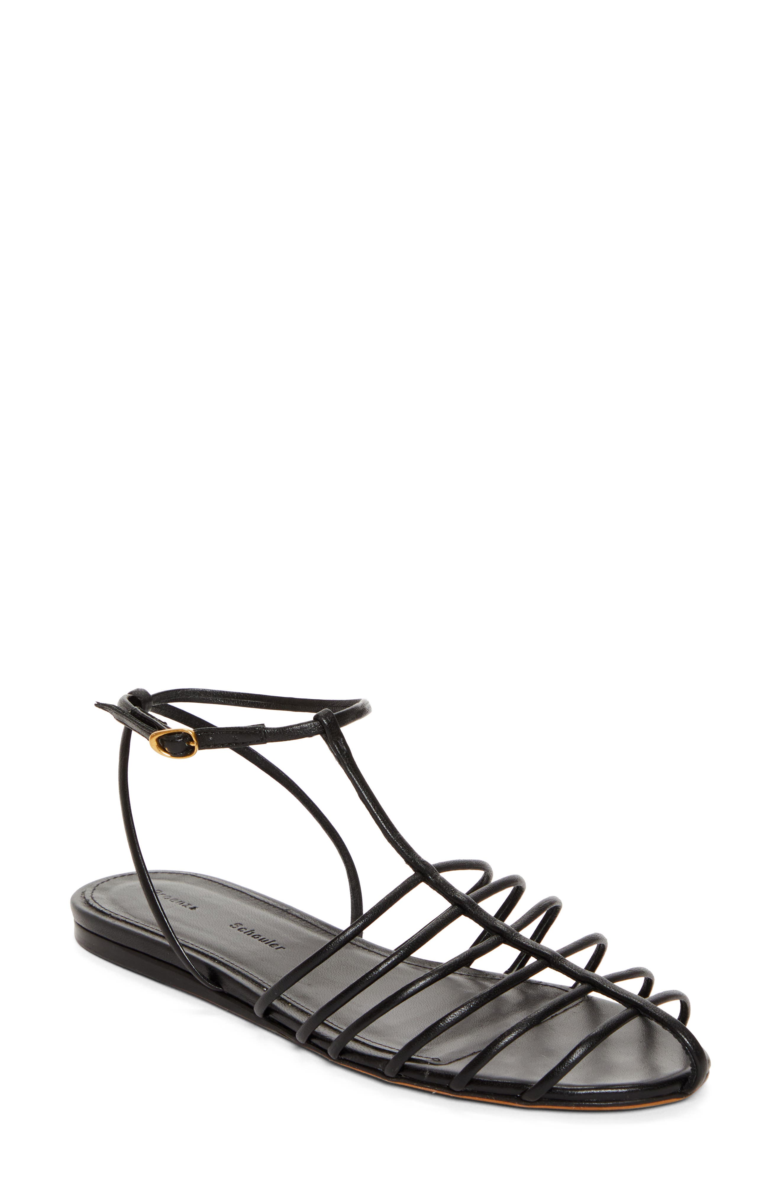 Tee Cage Sandal, Main, color, 001 BLACK