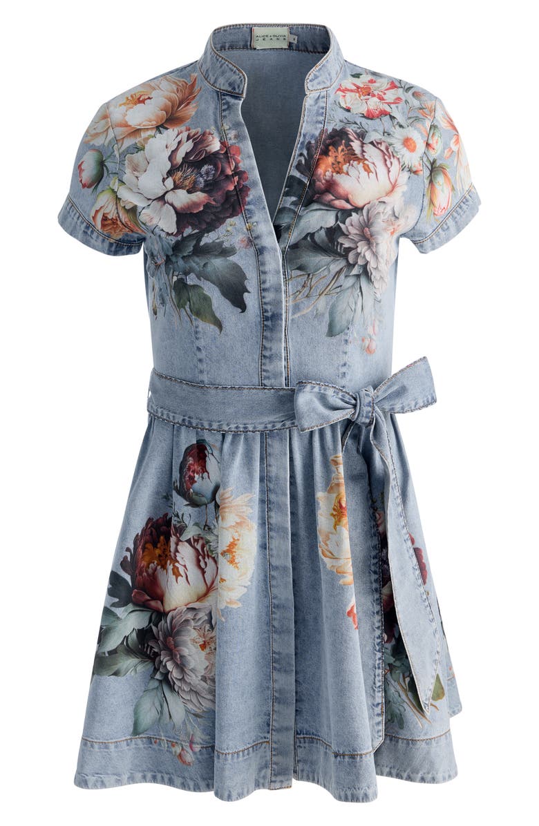Alice + Olivia Lucy Floral Denim Shirtdress, Alternate, color, Sierra Vintage/ Multi