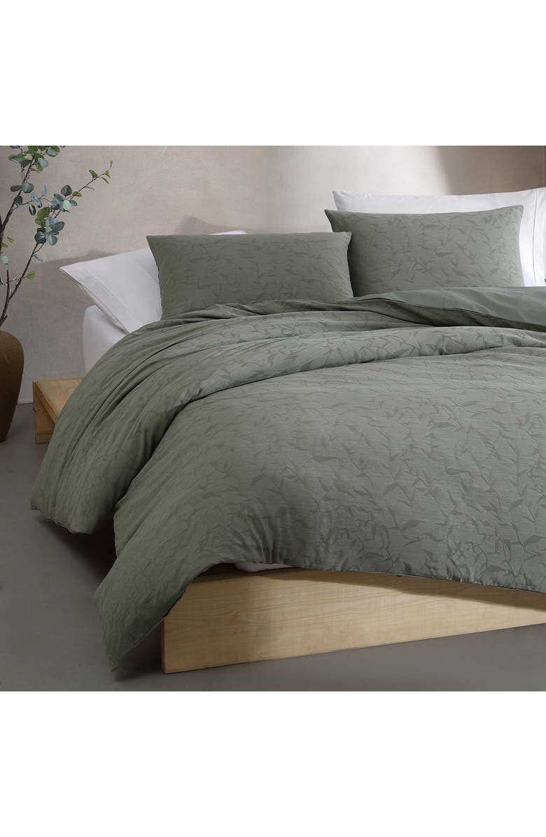 Calvin Klein Branching Leaves Duvet Cover & Sham Set, Alternate, color, Moss