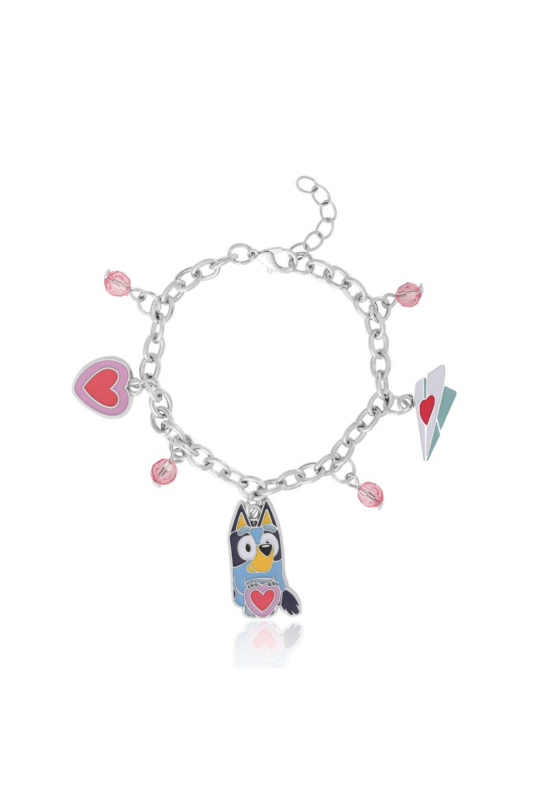 Charm Bracelet, Silver-Tone, Heart & Love Letter Charms, Main, color, Silver