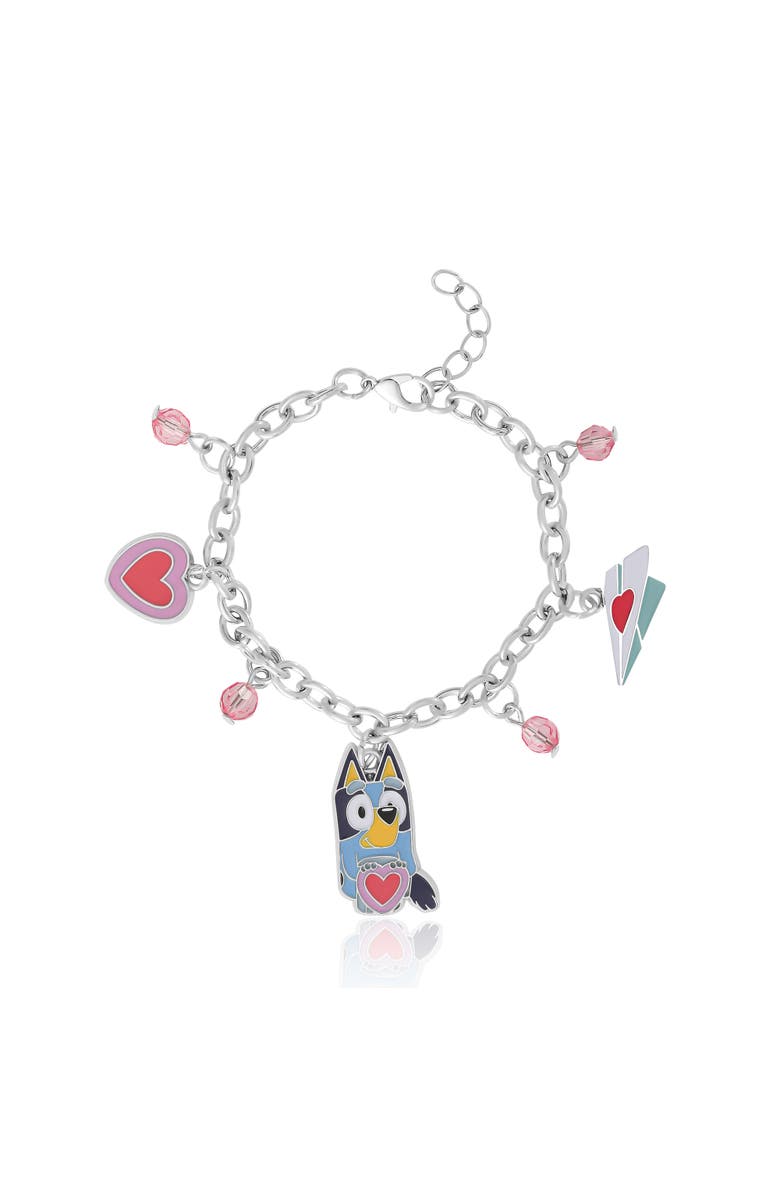 BLUEY Charm Bracelet, Silver-Tone, Heart & Love Letter Charms, Main, color, Silver
