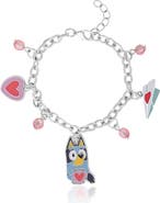 BLUEY Charm Bracelet, Silver-Tone, Heart & Love Letter Charms