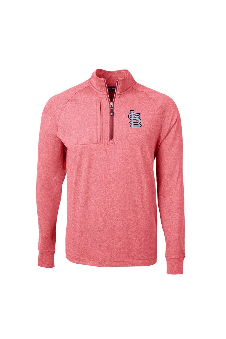 Men's Cutter & Buck Heather Red St. Louis Cardinals Big & Tall Adapt Eco Knit Stretch Recycled Quarter-Zip Pullover Top, Alternate, color, Heather Red