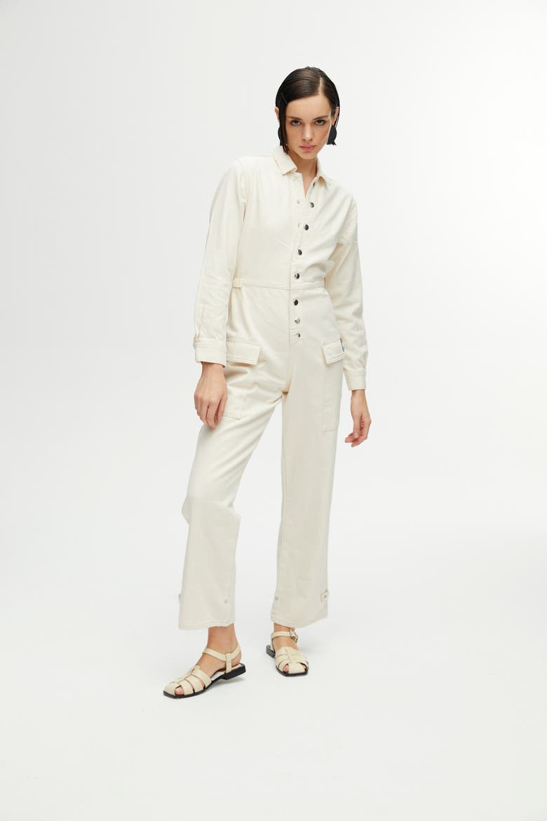 Gabardine Jumpsuit, Main, color, Open White