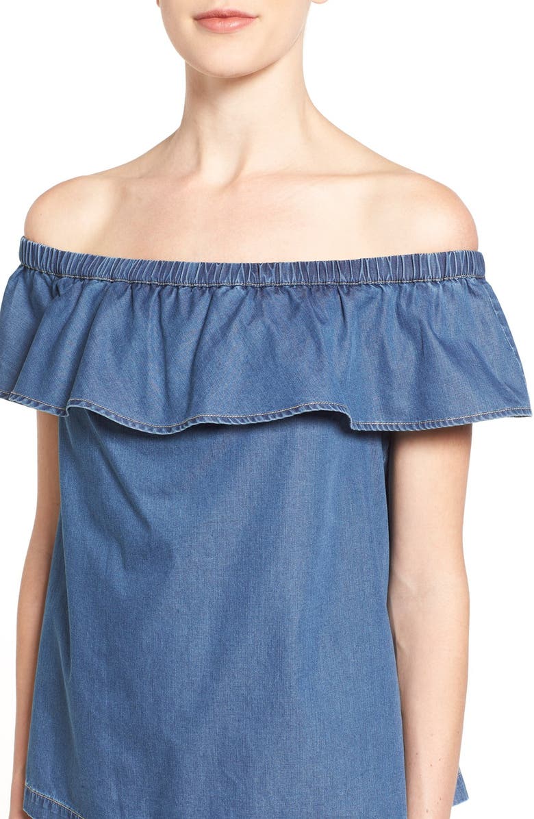 Chelsea28 Off the Shoulder Chambray Top, Alternate, color, 