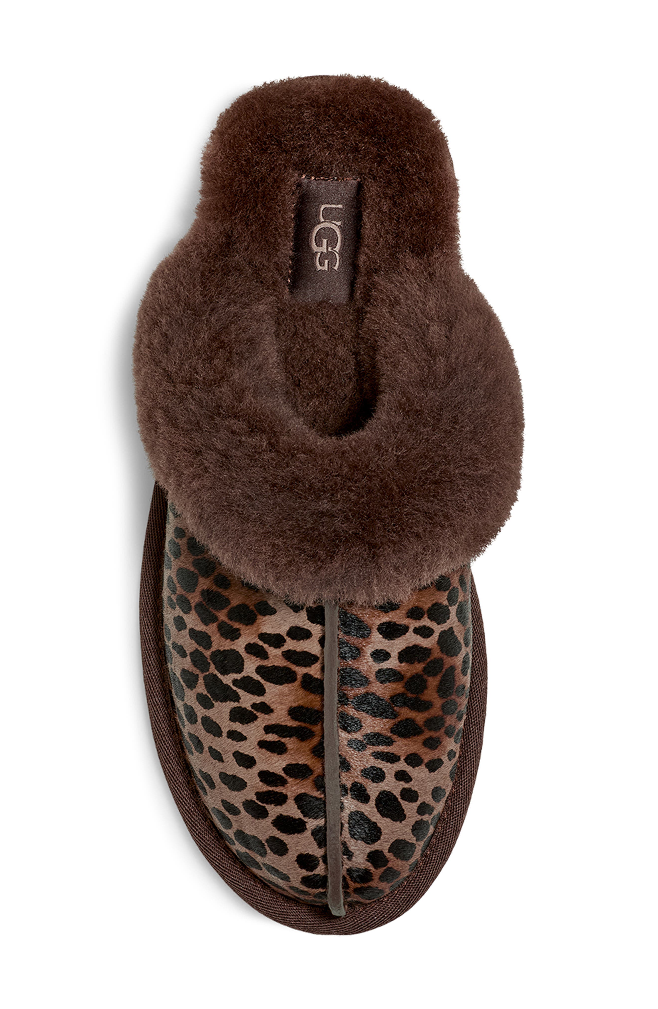 UGG<sup>®</sup> Scuffette Genuine Calf Hair Slipper, Alternate, color, Burnt Cedar