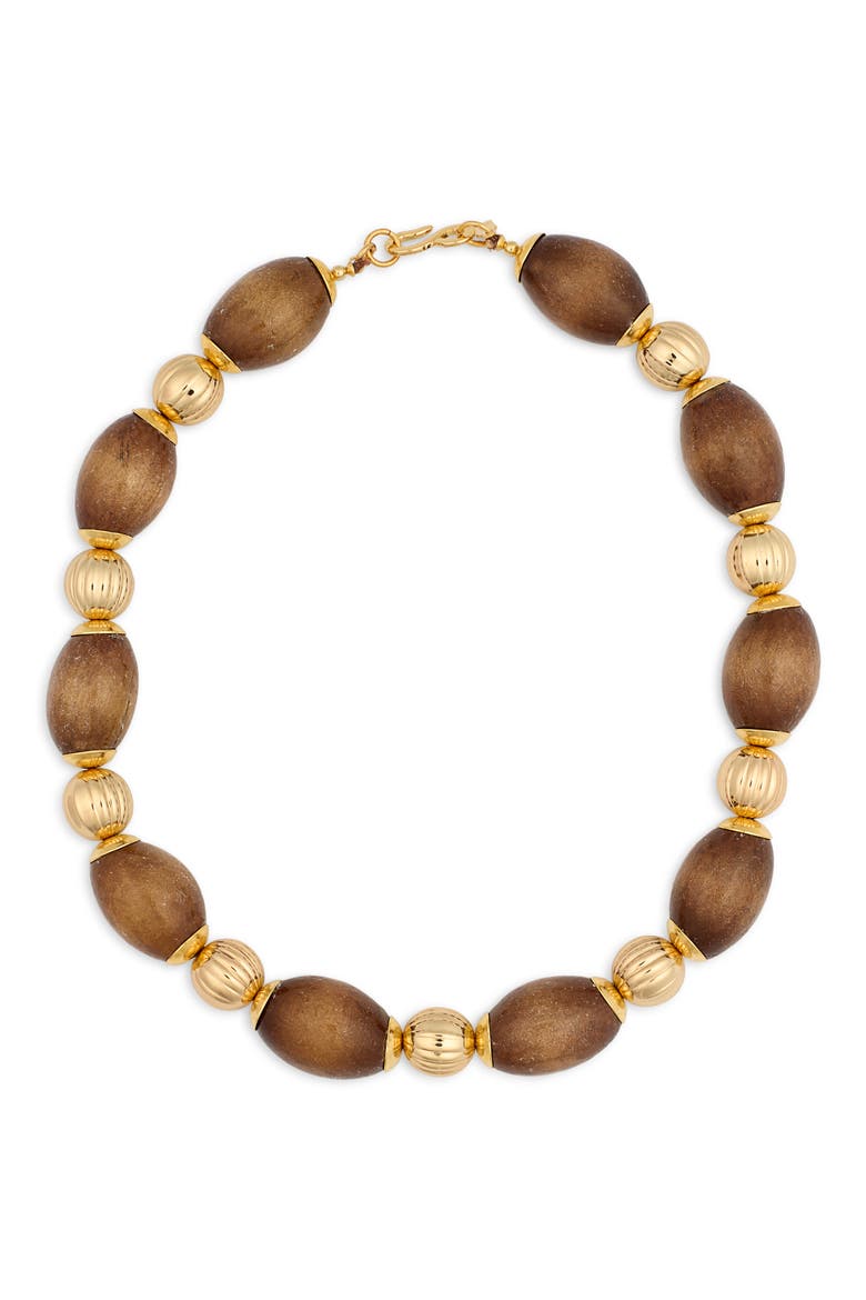 Wood Beaded Necklace, Main, color, NATURAL