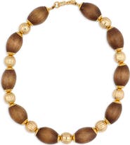 Kenneth Jay Lane Wood Beaded Necklace