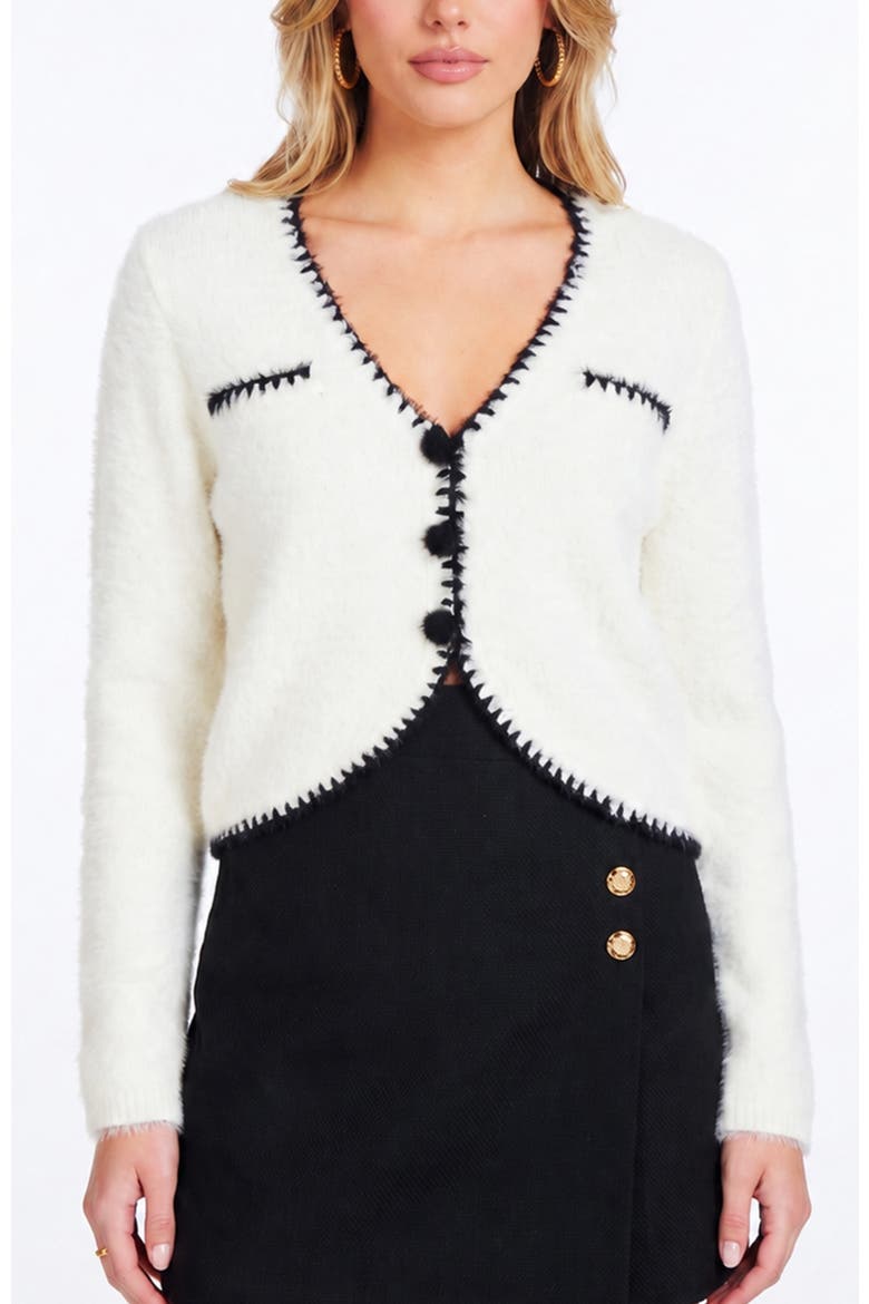 Quinn Whipstitch Cardigan, Main, color, Ivory