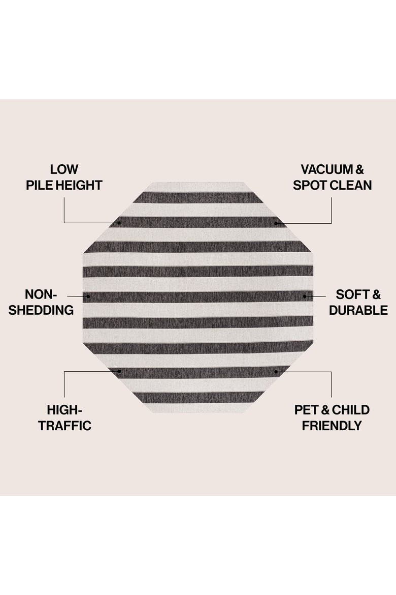 Aveiro Wide Stripe Octagon Indoor/Outdoor Area Rug, Alternate, color, Black/Cream
