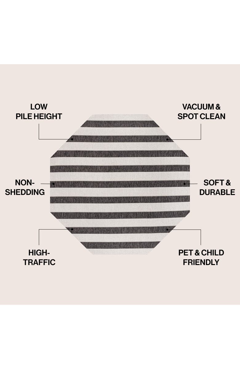 JONATHAN Y Aveiro Wide Stripe Octagon Indoor/Outdoor Area Rug, Alternate, color, Black/Cream