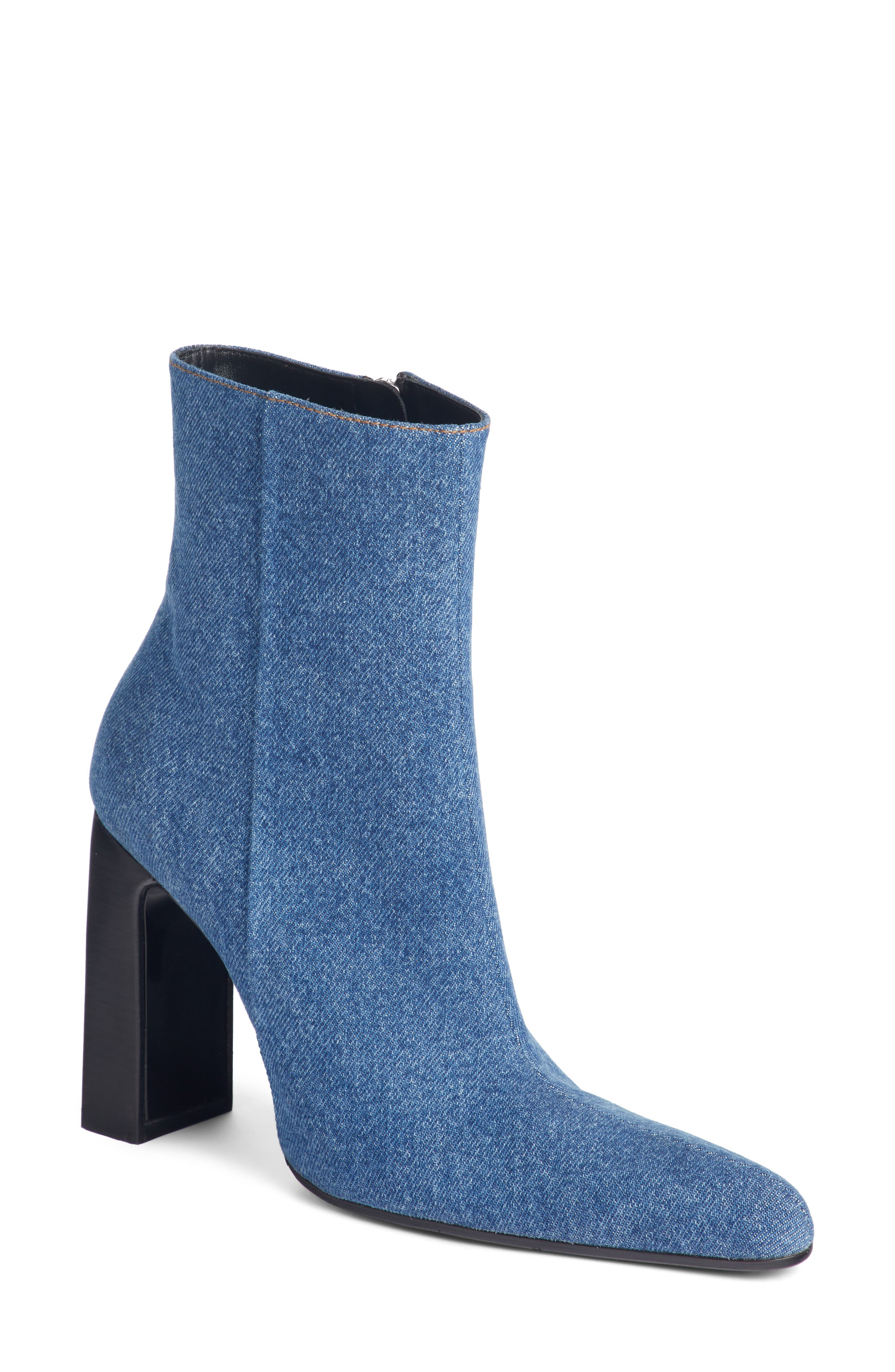 Balenciaga Block Heel Denim Bootie (Women) | Nordstrom