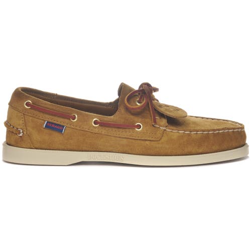 Sebago Italian Suede Moccasins With Hand-stitched Details In Brown