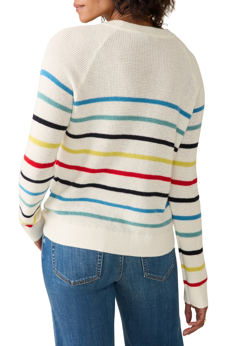 Faherty Throwback Waffle Knit Organic Cotton & Cashmere Blend Pullover, Alternate, color, Maribel Stripe