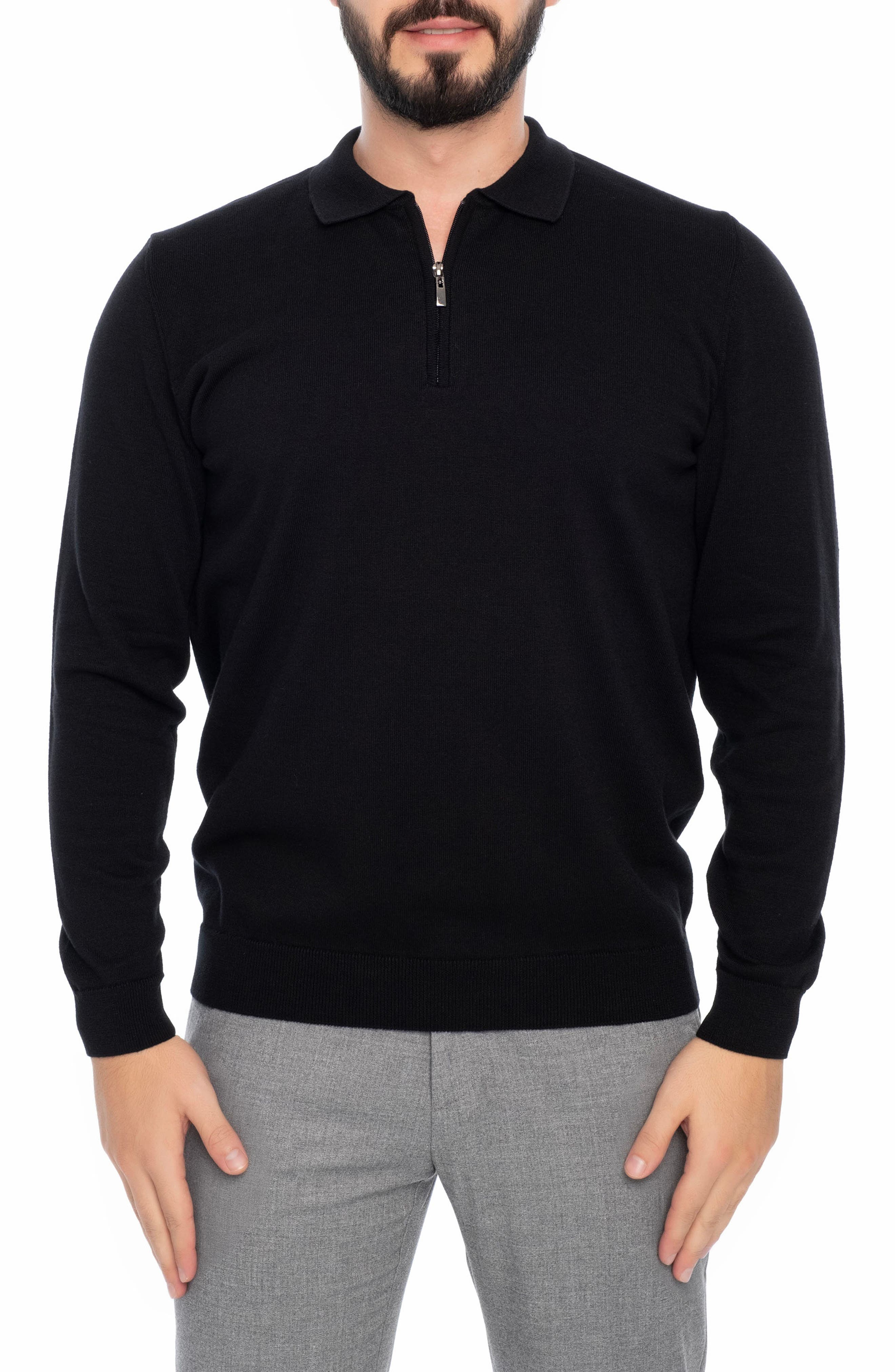 VELLAPAIS 1/4 Zip Cotton Pullover Sweater