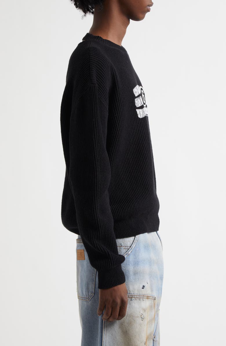 MM6 Maison Margiela Numeric Motif Rib Graphic Sweater, Alternate, color, Black