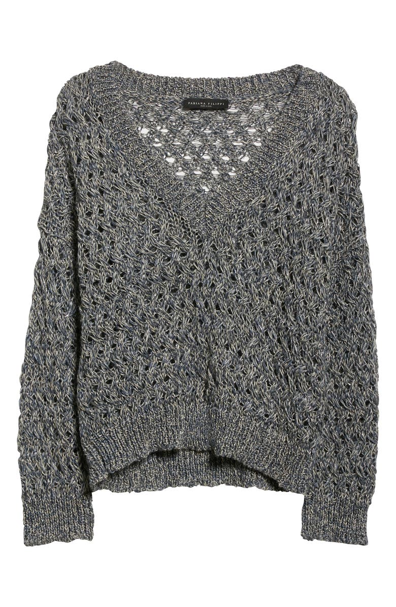 Fabiana Filippi Metallic Basket Weave Stitch Sweater, Alternate, color, 