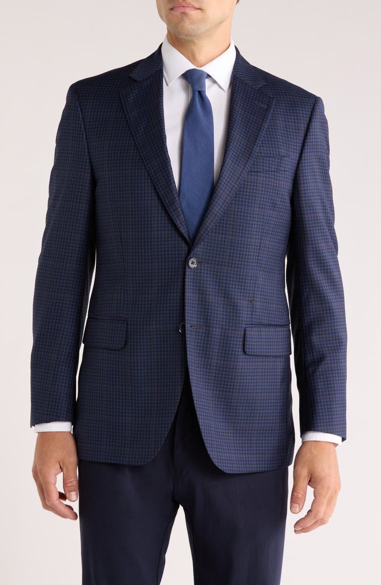 Peter Millar Plaid Wool Sport Coat, Main, color, Navy