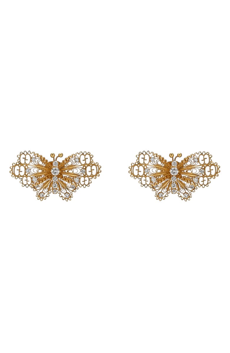 Gucci Diamond Butterfly Stud Earrings, Main, color,