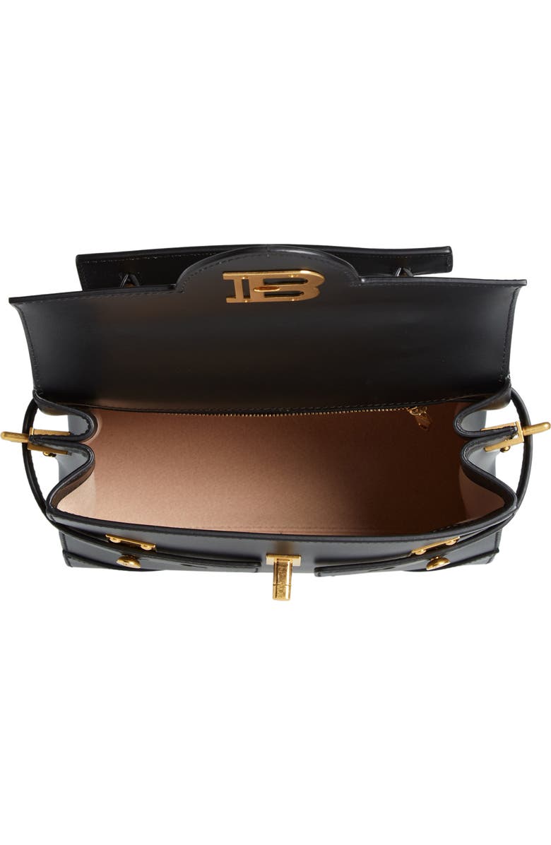 Balmain B-Buzz 23 Monogram Leather Top Handle Bag, Alternate, color, 0Pa Black