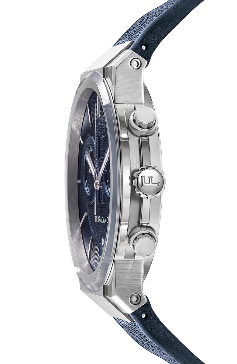 FERRAGAMO Sapphire Chronograph Silicone Strap Watch, 41mm, Alternate, color,