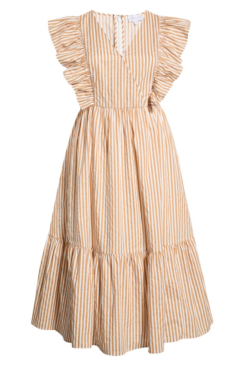 Luna Striped Fairness Midi Dress, Alternate, color, TAUPE-MULT