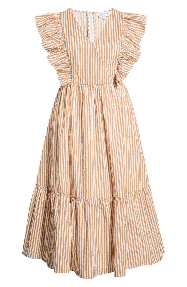 SUGARLIPS Luna Striped Fairness Midi Dress, Alternate, color, Taupe-Mult
