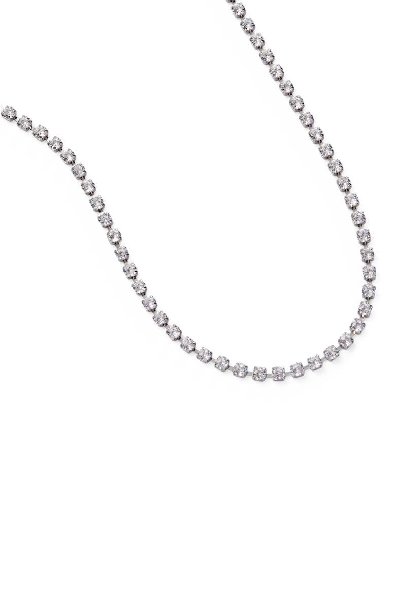 Alex and Ani Crystal Tennis Chain  Necklace, Alternate, color, Silver