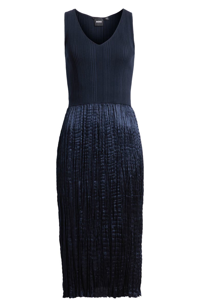 BOSS Fernani Mixed Media Dress, Alternate, color, Sky Captain