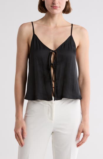 Leith Tie Front Camisole In Black
