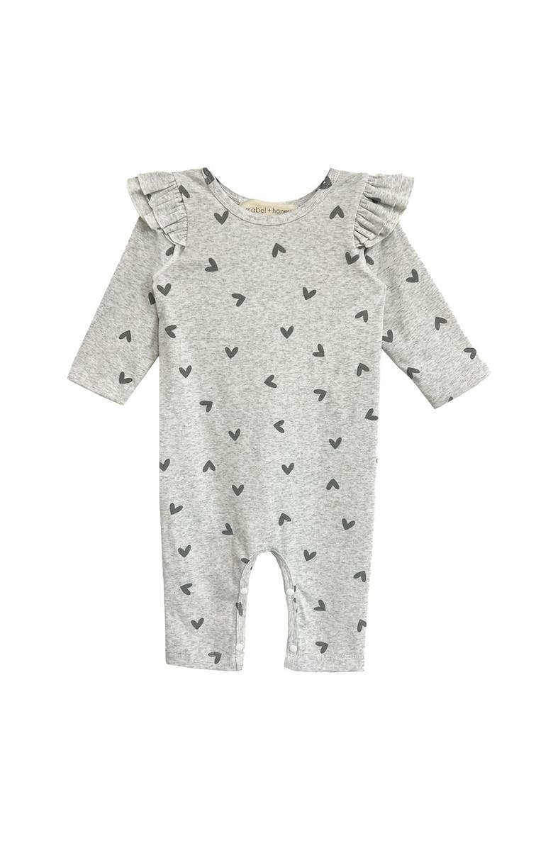 Mabel + Honey Heartfelt Romper, Main, color, Grey